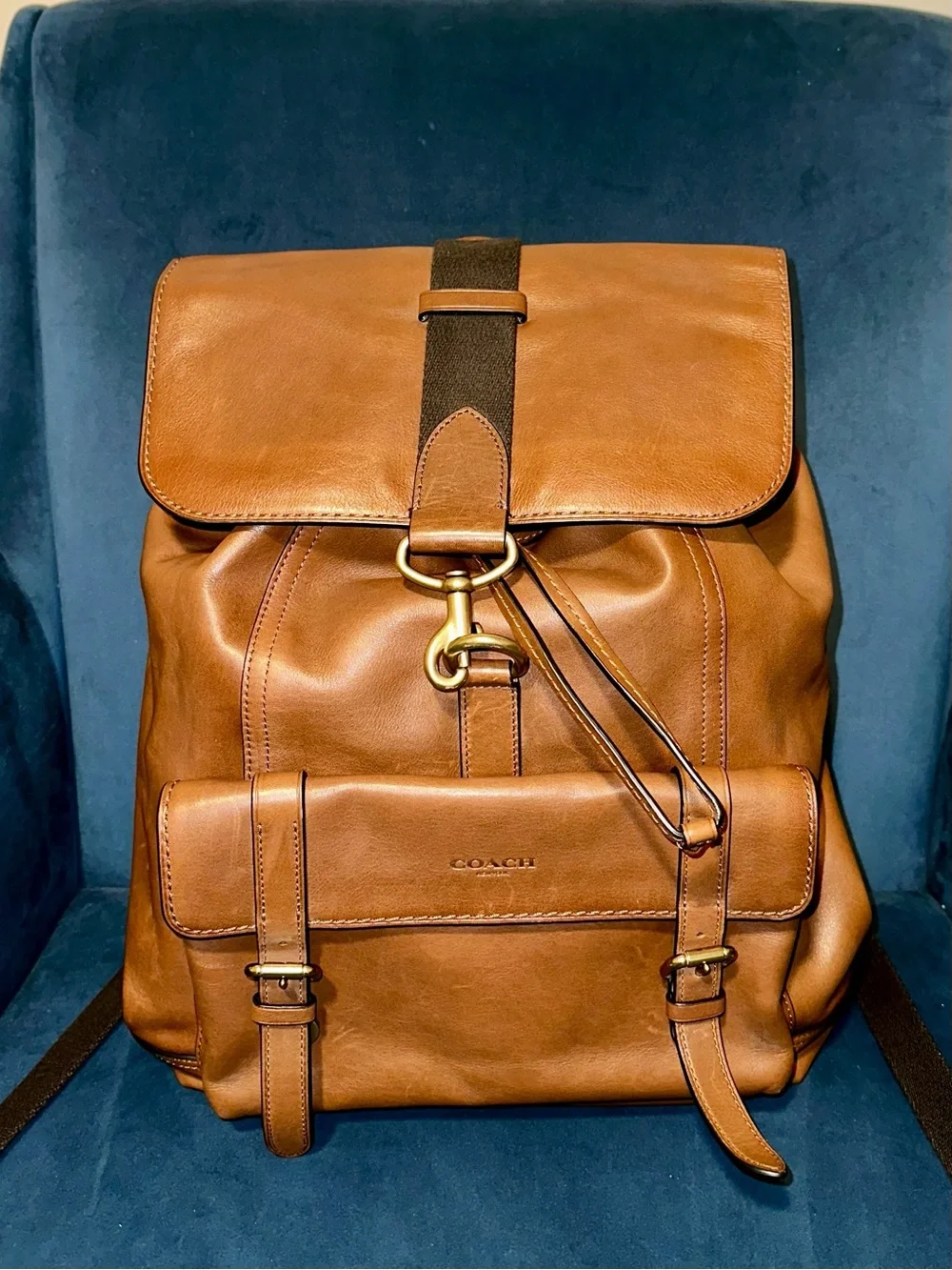 COACH Mens Bleecker Leather Backpack